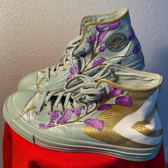 Converse Unisex High-Top Sneakers - Light Blue, Gold & Purple Sz 10 men - Picture 7 of 14